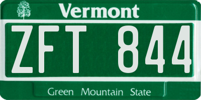 VT license plate ZFT844