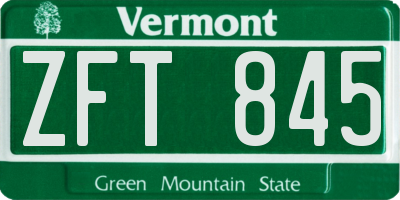 VT license plate ZFT845