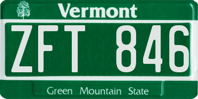 VT license plate ZFT846