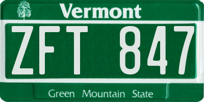 VT license plate ZFT847