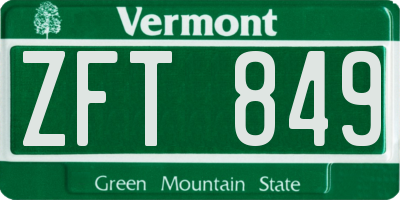 VT license plate ZFT849