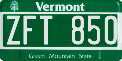 VT license plate ZFT850