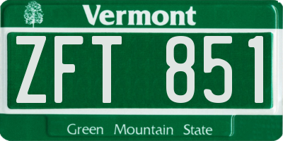 VT license plate ZFT851