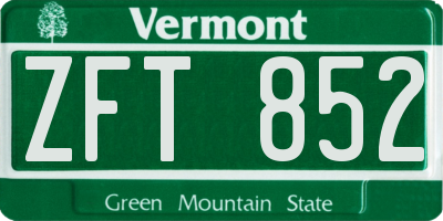 VT license plate ZFT852