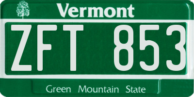 VT license plate ZFT853