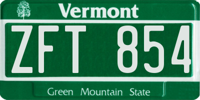 VT license plate ZFT854