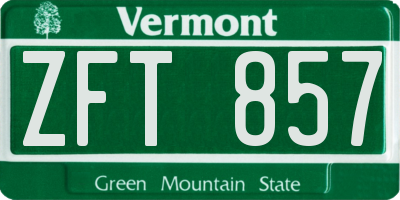 VT license plate ZFT857