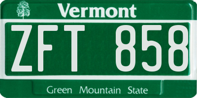 VT license plate ZFT858