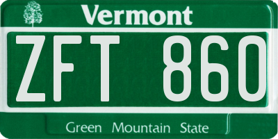 VT license plate ZFT860