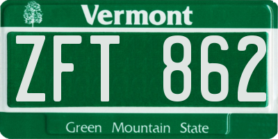 VT license plate ZFT862