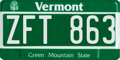 VT license plate ZFT863