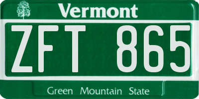VT license plate ZFT865
