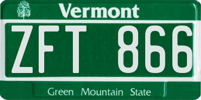 VT license plate ZFT866