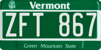 VT license plate ZFT867
