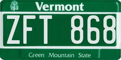 VT license plate ZFT868