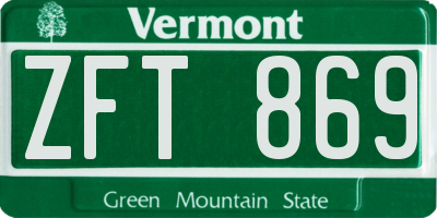 VT license plate ZFT869