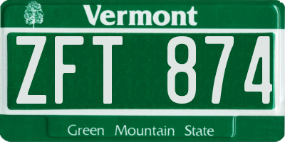 VT license plate ZFT874