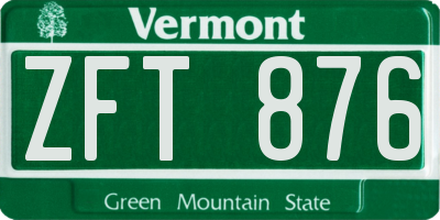 VT license plate ZFT876