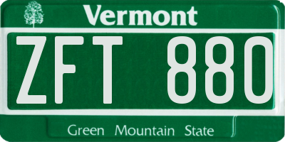 VT license plate ZFT880