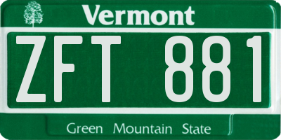 VT license plate ZFT881