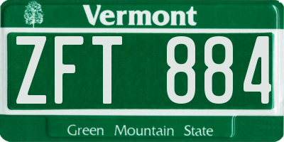 VT license plate ZFT884