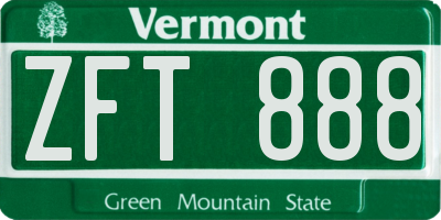 VT license plate ZFT888