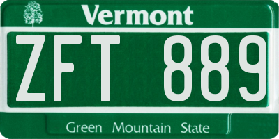 VT license plate ZFT889