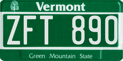 VT license plate ZFT890