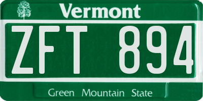 VT license plate ZFT894
