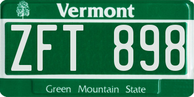 VT license plate ZFT898