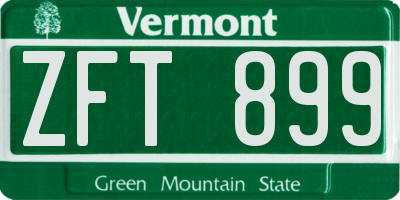 VT license plate ZFT899