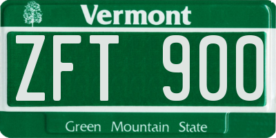 VT license plate ZFT900
