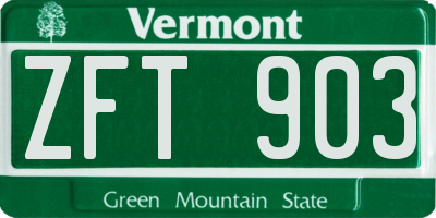 VT license plate ZFT903