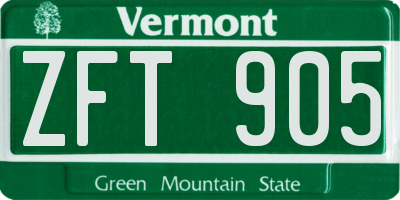 VT license plate ZFT905
