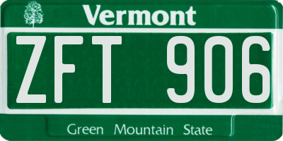VT license plate ZFT906
