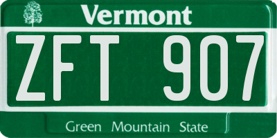 VT license plate ZFT907