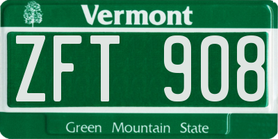 VT license plate ZFT908