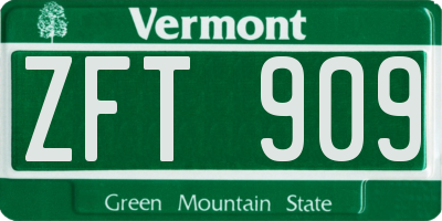 VT license plate ZFT909