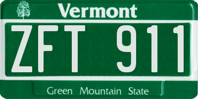 VT license plate ZFT911