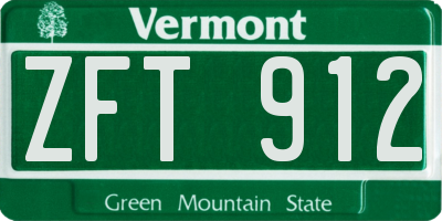 VT license plate ZFT912