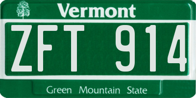 VT license plate ZFT914