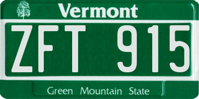 VT license plate ZFT915