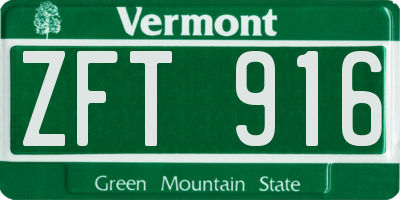 VT license plate ZFT916