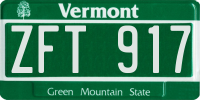 VT license plate ZFT917