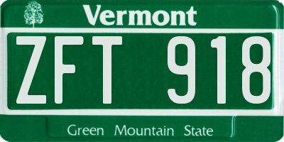 VT license plate ZFT918