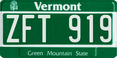 VT license plate ZFT919