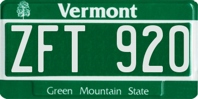 VT license plate ZFT920
