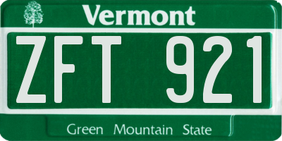 VT license plate ZFT921