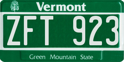 VT license plate ZFT923