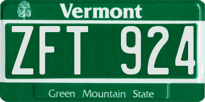 VT license plate ZFT924